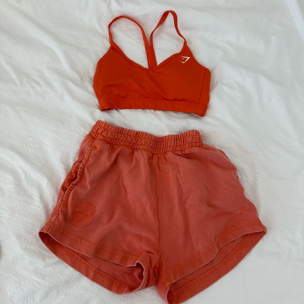 Gymshark Coral Orange Drawstring Shorts